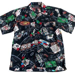 Vintage Hunters Men’s Hawaiian Shirt Sz M Gambling Casino Roullette Poker Craps